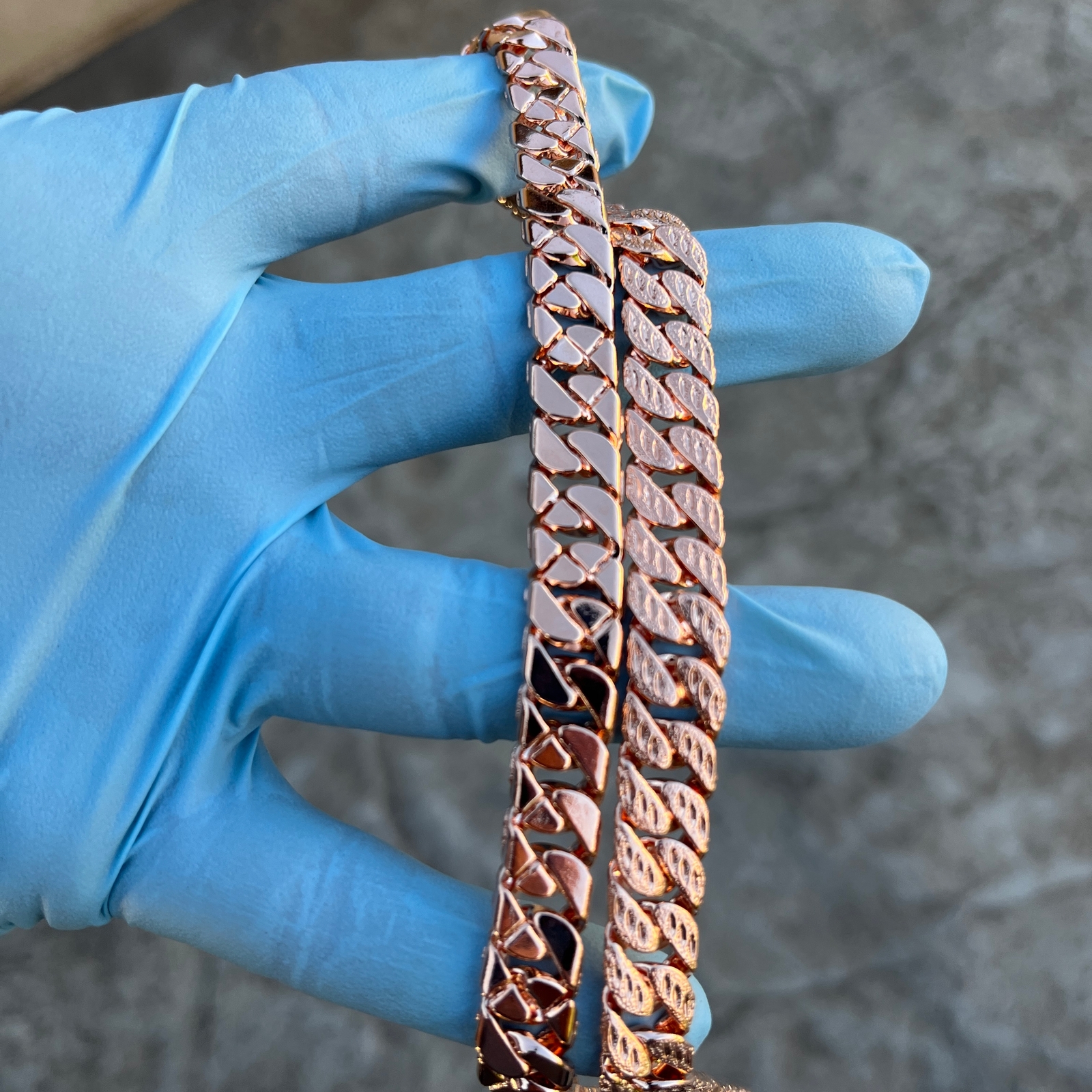 Men’s 14K Rose Gold Plated Cuban Link Chain Dust D/C Cut Hip Hop Necklace 30″ in
