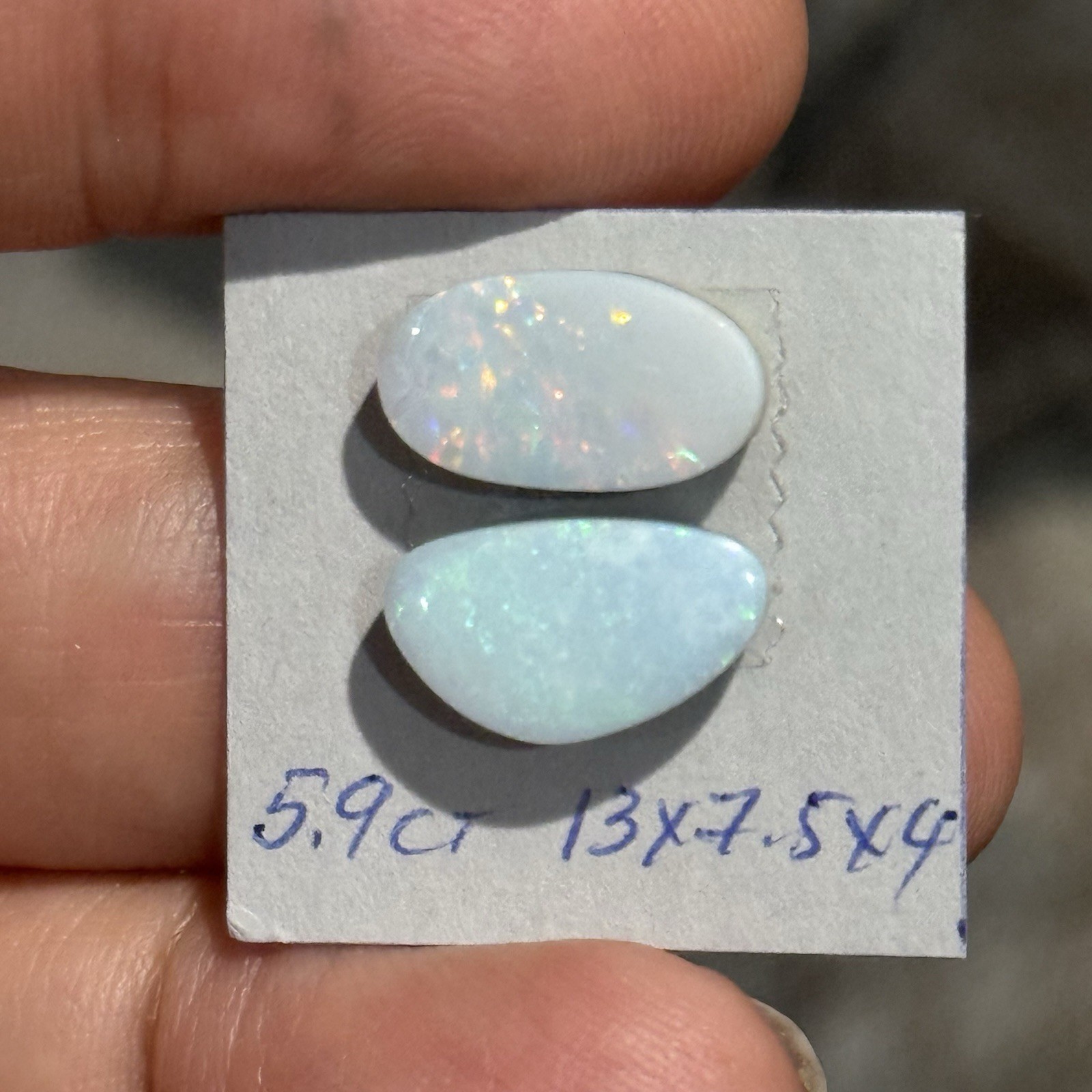 5.9ct 13×7.5x4mm Pair Very Light Blue Australian Doublet Opal Cabochon Gems