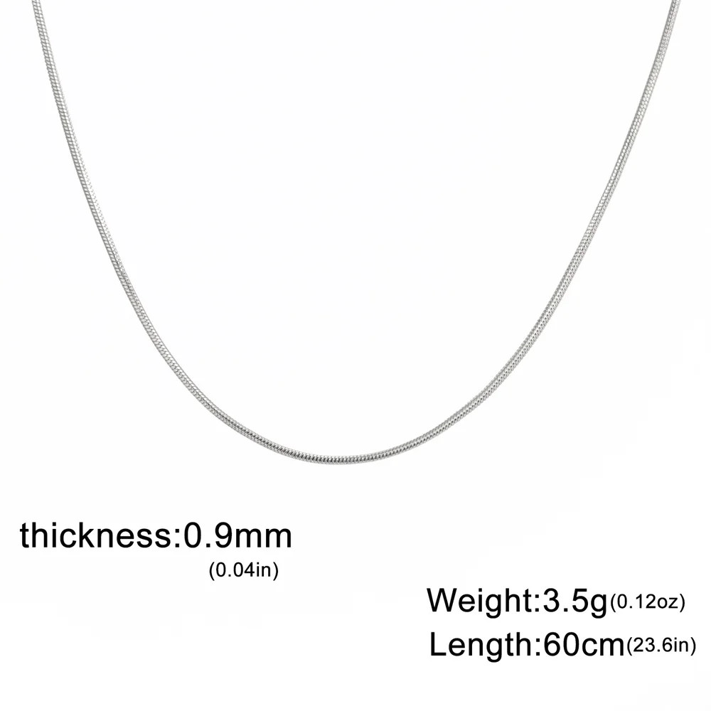 Snake Chain Necklace Stainless Steel 0.9mm 1.2mm 2mm 40-60cm Women Jewelry