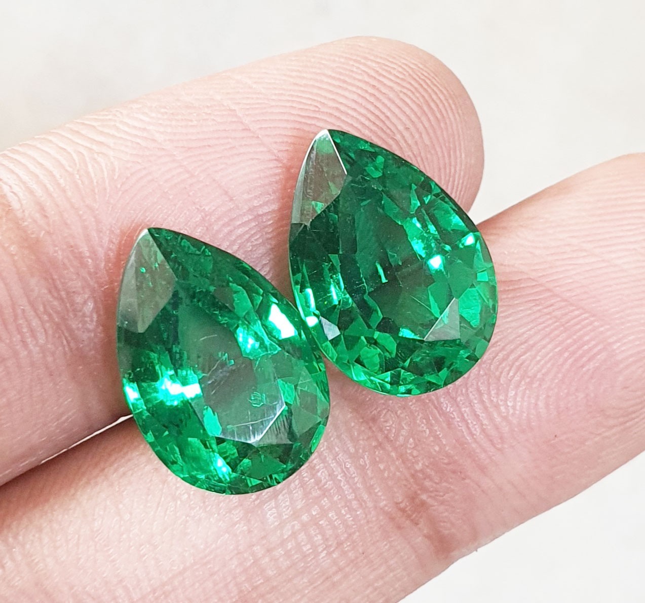 21 Ct Gorgeous Green Zambian Emerald Matching Pair Pear Cut AAA Loose Gemstone