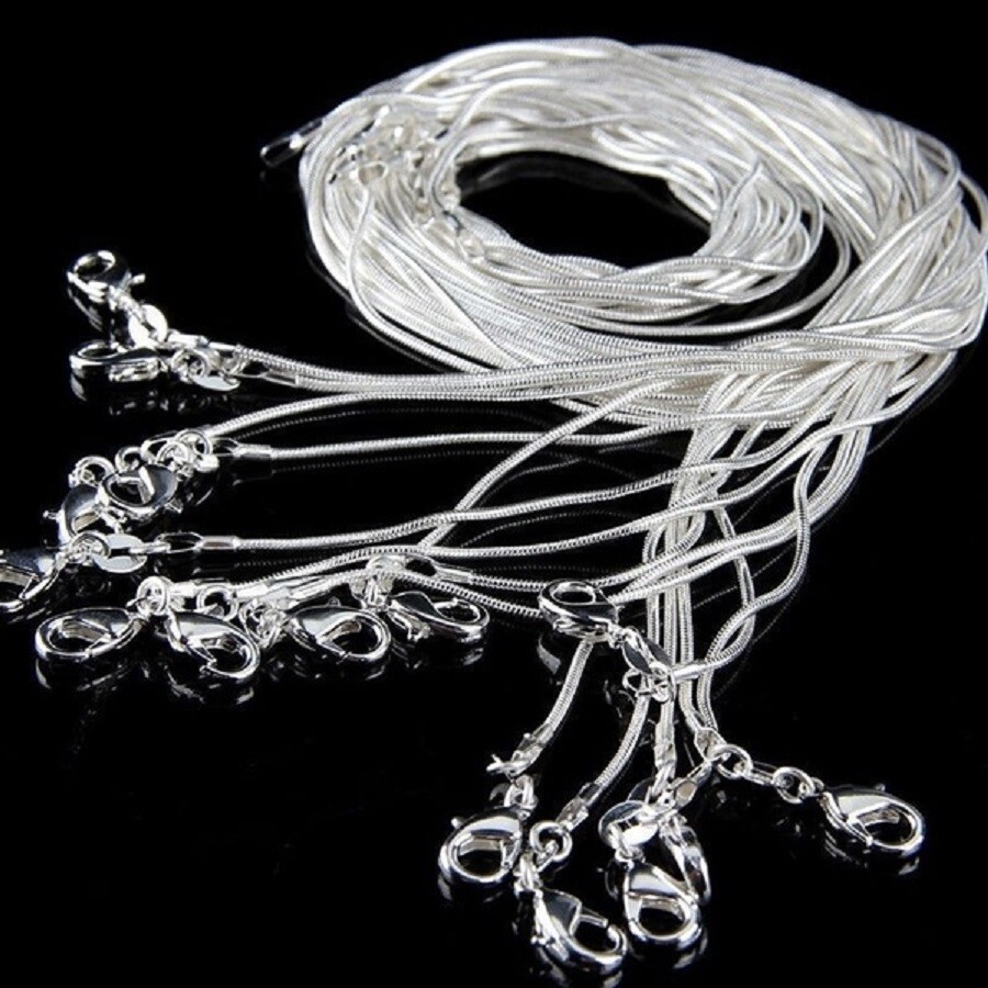 Men&Women’s 925 Sterling Silver Tarnish-Free Italian Snake Chain Necklace 16-38″