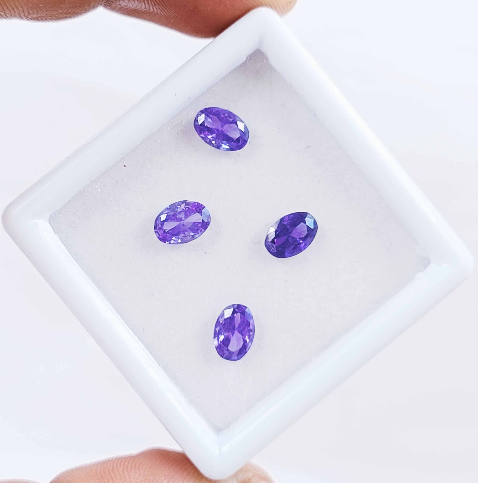 4 Pcs FLAWLESS Natural AAA Purple Sapphire LOT Certified Oval Cut Gemstone AKQ