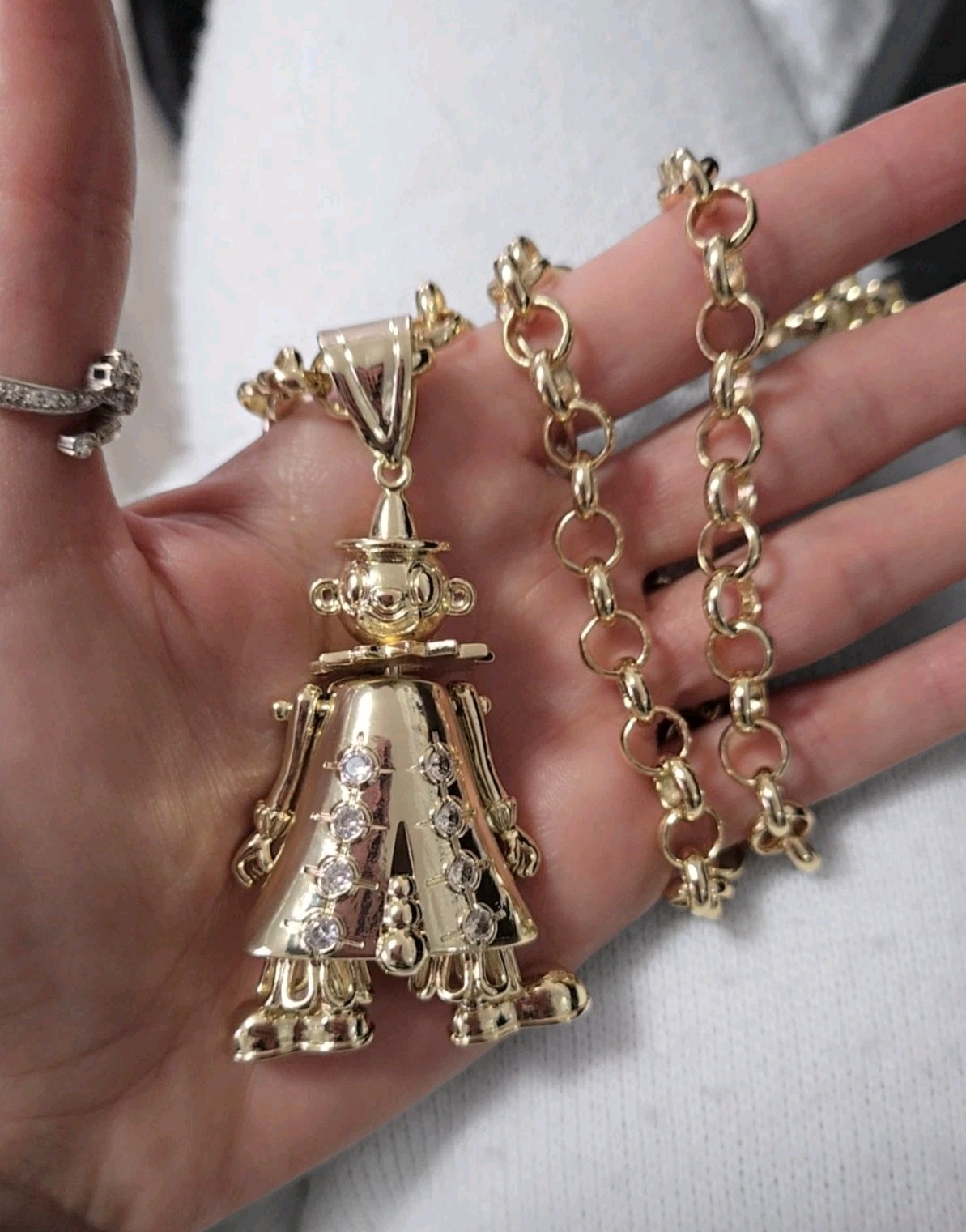 Gold Clown Pendant XL On 30″ Belcher Chain 9ct Gold Guilded Clown Pendant Large