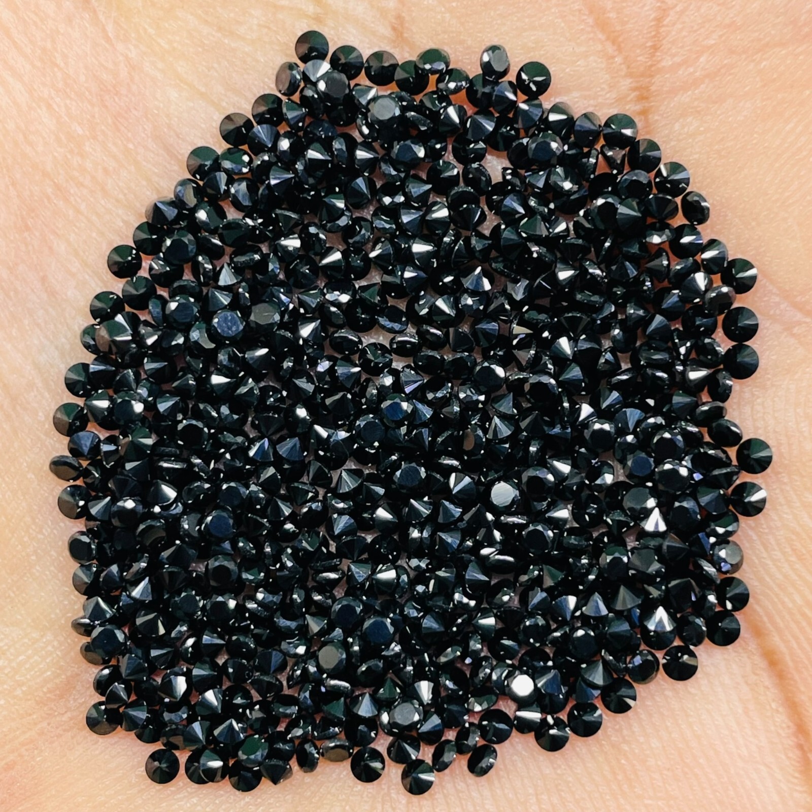 100 Pcs Natural Black Spinel 2mm Round Diamond Cut Calibrated Loose Gemstones