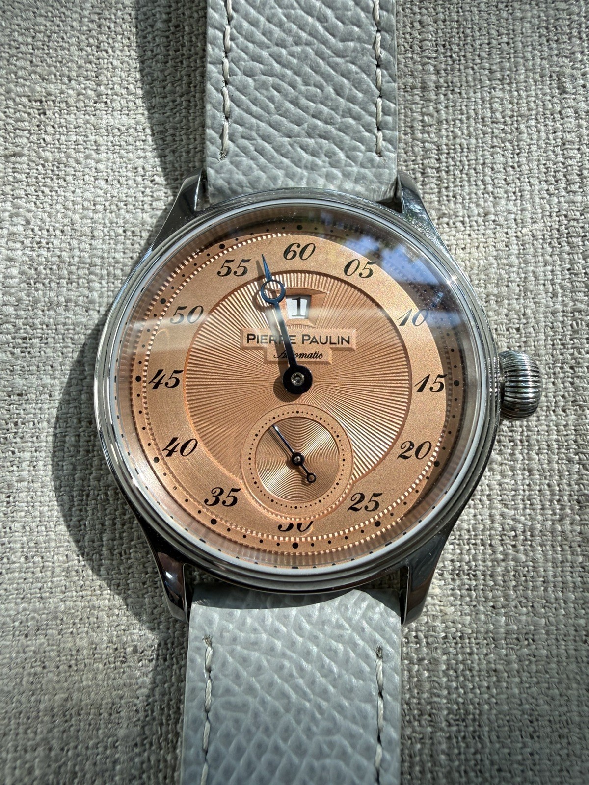 Pierre Paulin Jumping Hour Men’s Watch Salmon Dial Automatic ST17 38mm Vintage