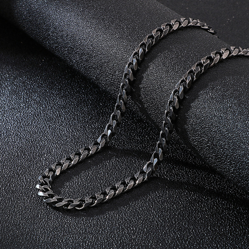 Mend Necklace Stainless Steel Curb Chain Vintage Black 7mm 20inch (50cm)