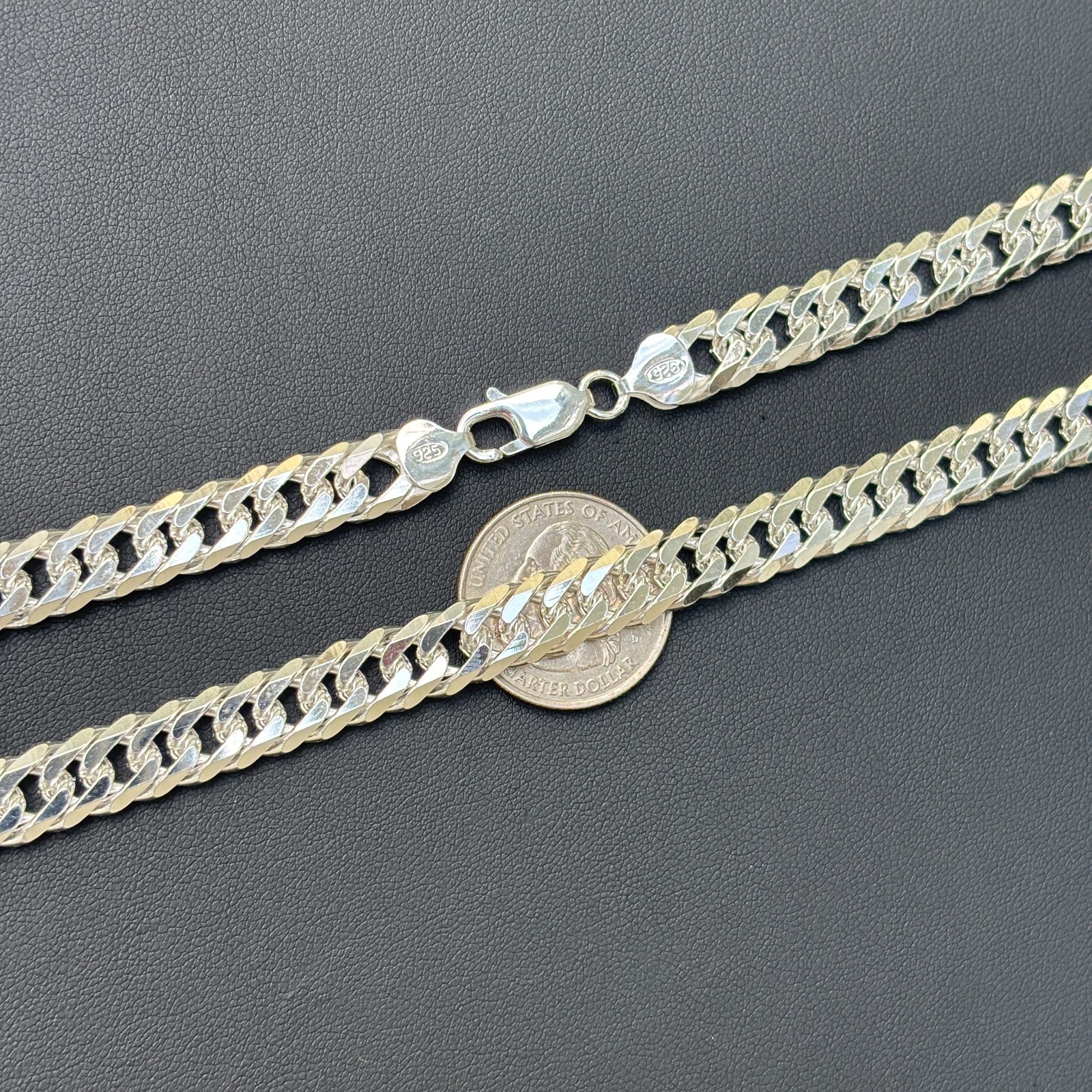 10mm Double Curb Link Chain Necklace – Solid 925 Sterling Silver MADE IN ITALY