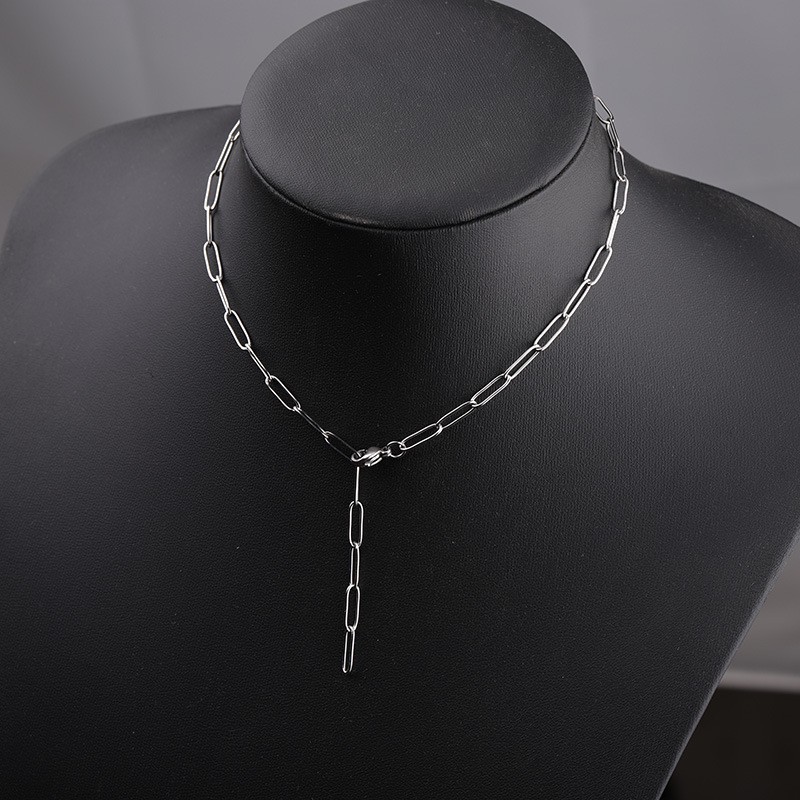 Waterproof 2PCS Stainless Steel 20Inch Paperclip Chain Necklace SSF80-S