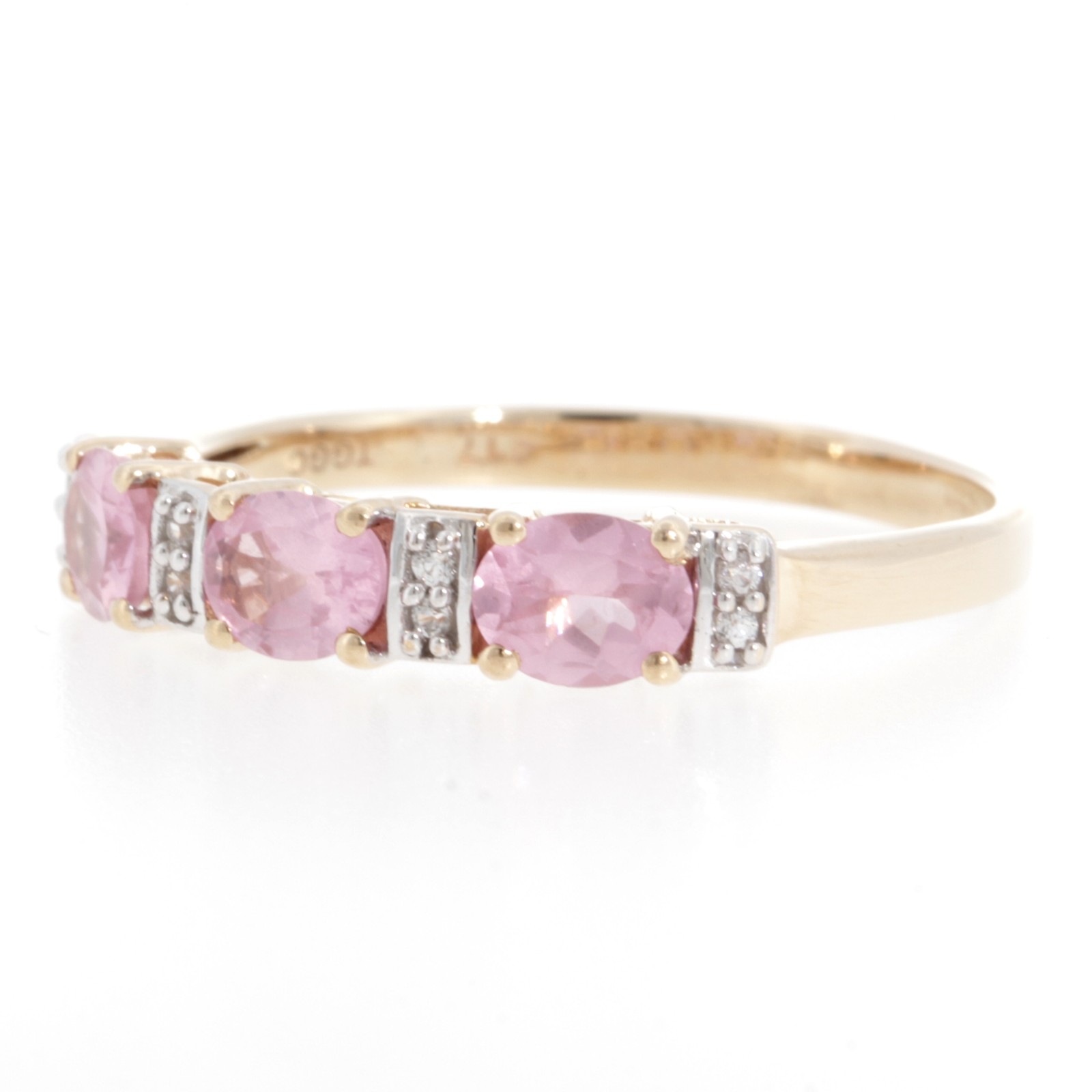9Carat Yellow Gold Pink Topaz & White Topaz Eternity Ring (Size R 1/2) 4mm Wide