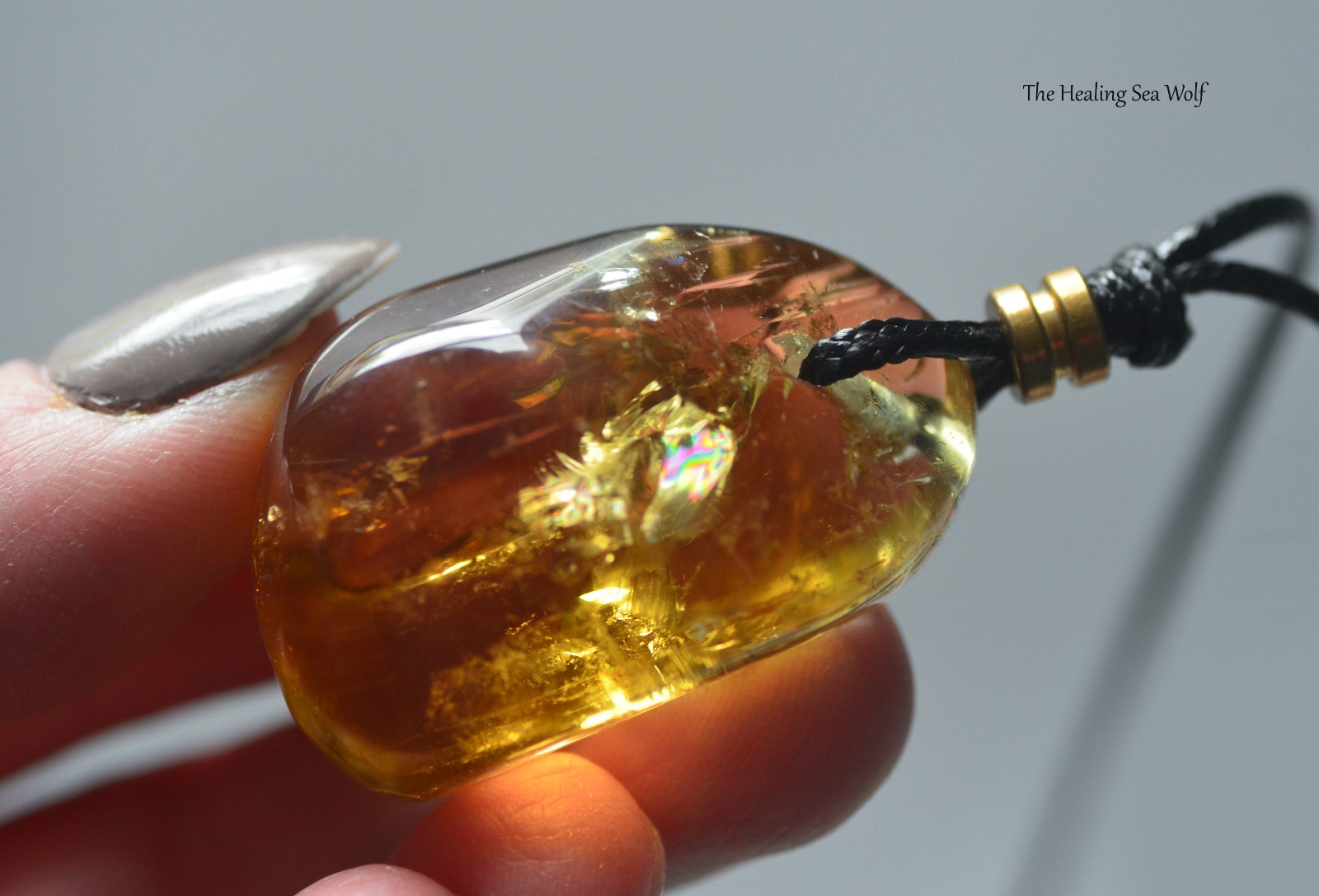 Natural Zambian Citrine Necklace with Rainbows Super Attractor Manifestation
