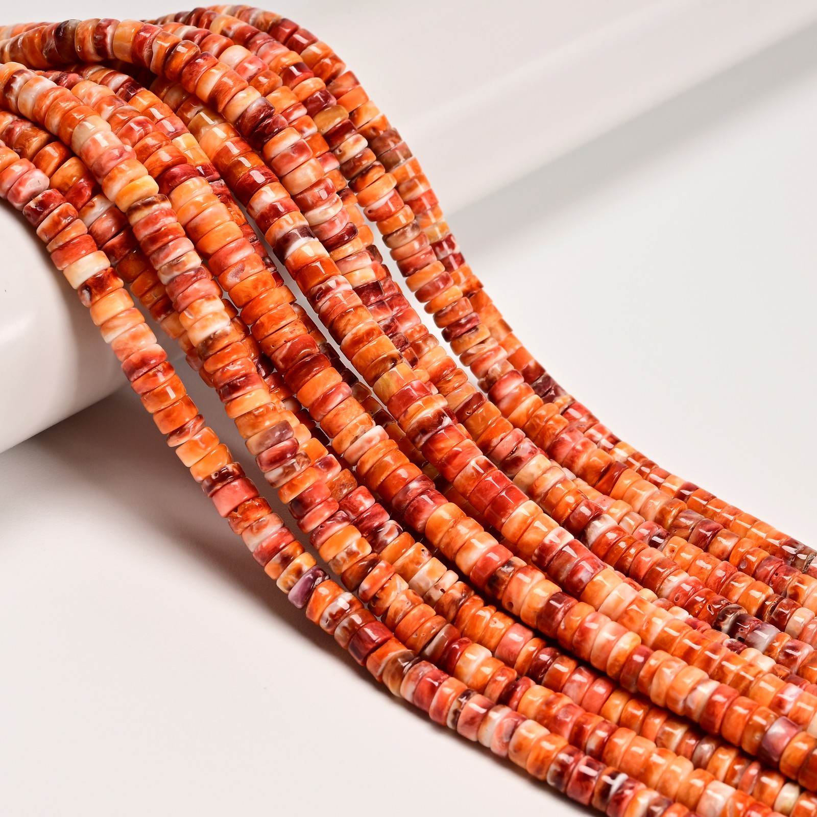 Natural Spiny Oyster Heishi Disc Beads Size 2x5mm 3x6mm 16″ Strand