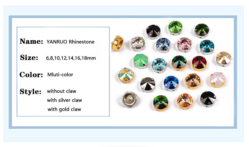 Multicolor Round Fancy Stones Rivoli Rhinestones Sew On Crystal For jewelry DIY