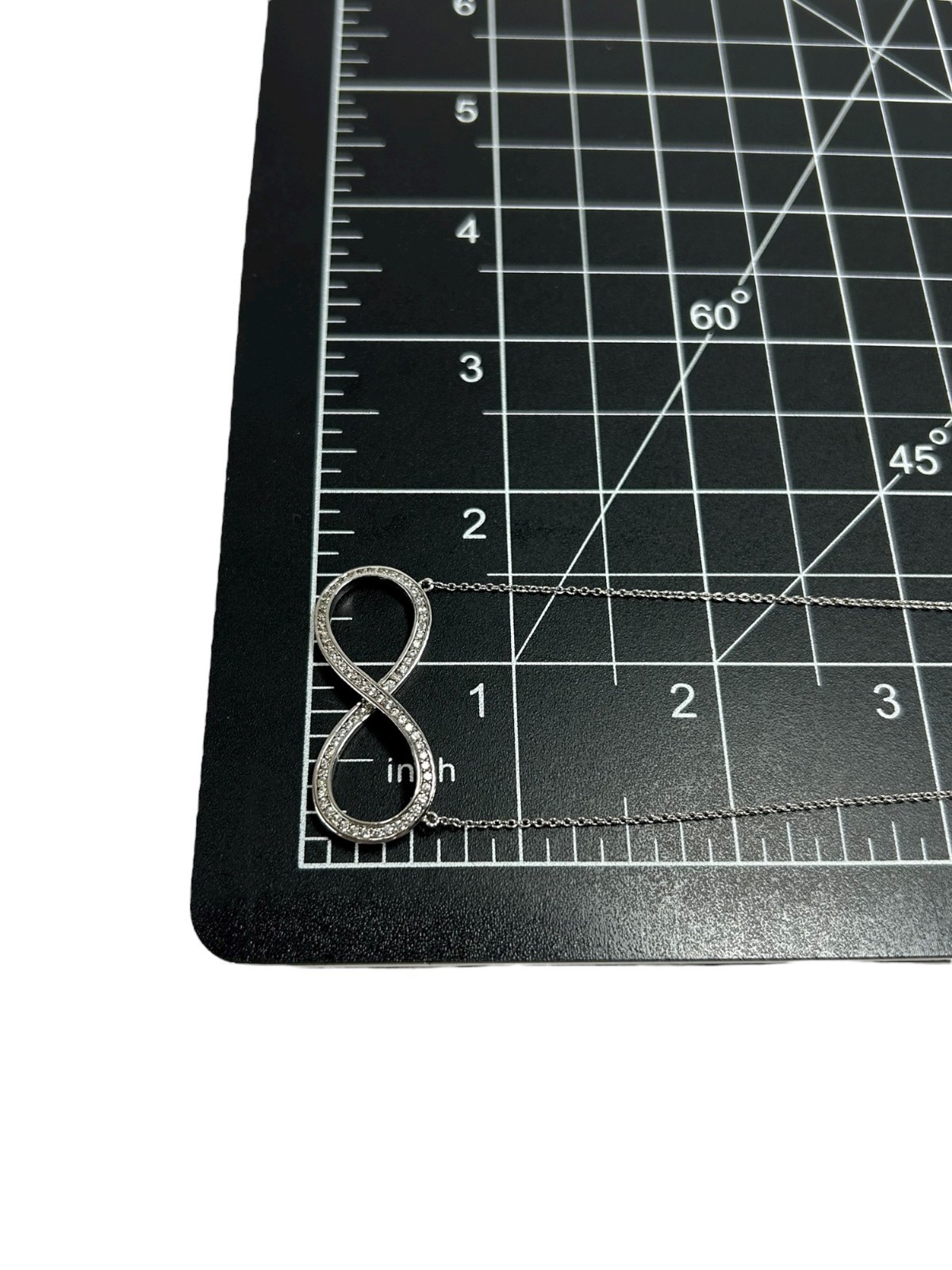 925 Sterling Silver Necklace Infinity Eternal Pendant Chainlink Genuine Diamond