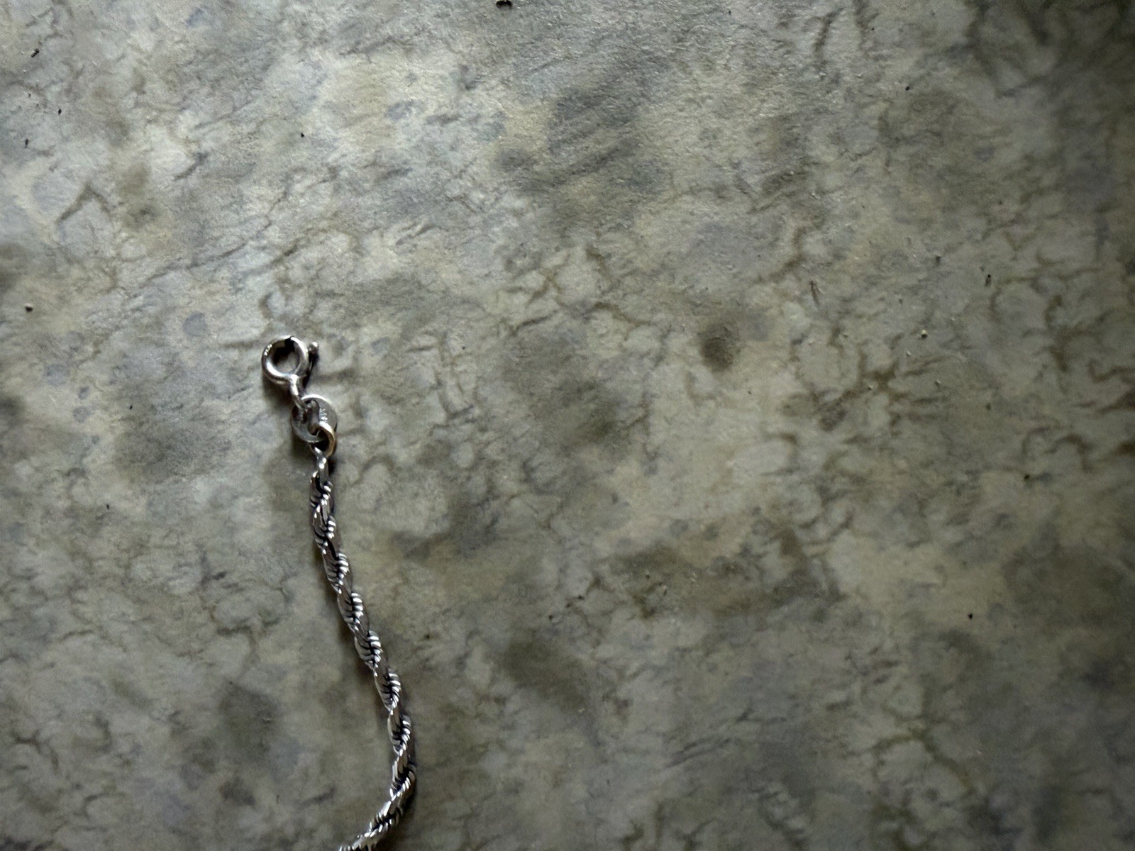 Silver Tone Metal Rope Chain Necklace, Spring Ring Closure, No Stone