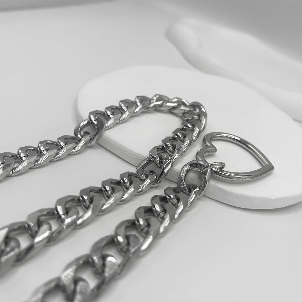 Heart Slip Chain Choker for Women 24 29 34 Silver Chunky Chains Choker Neckla