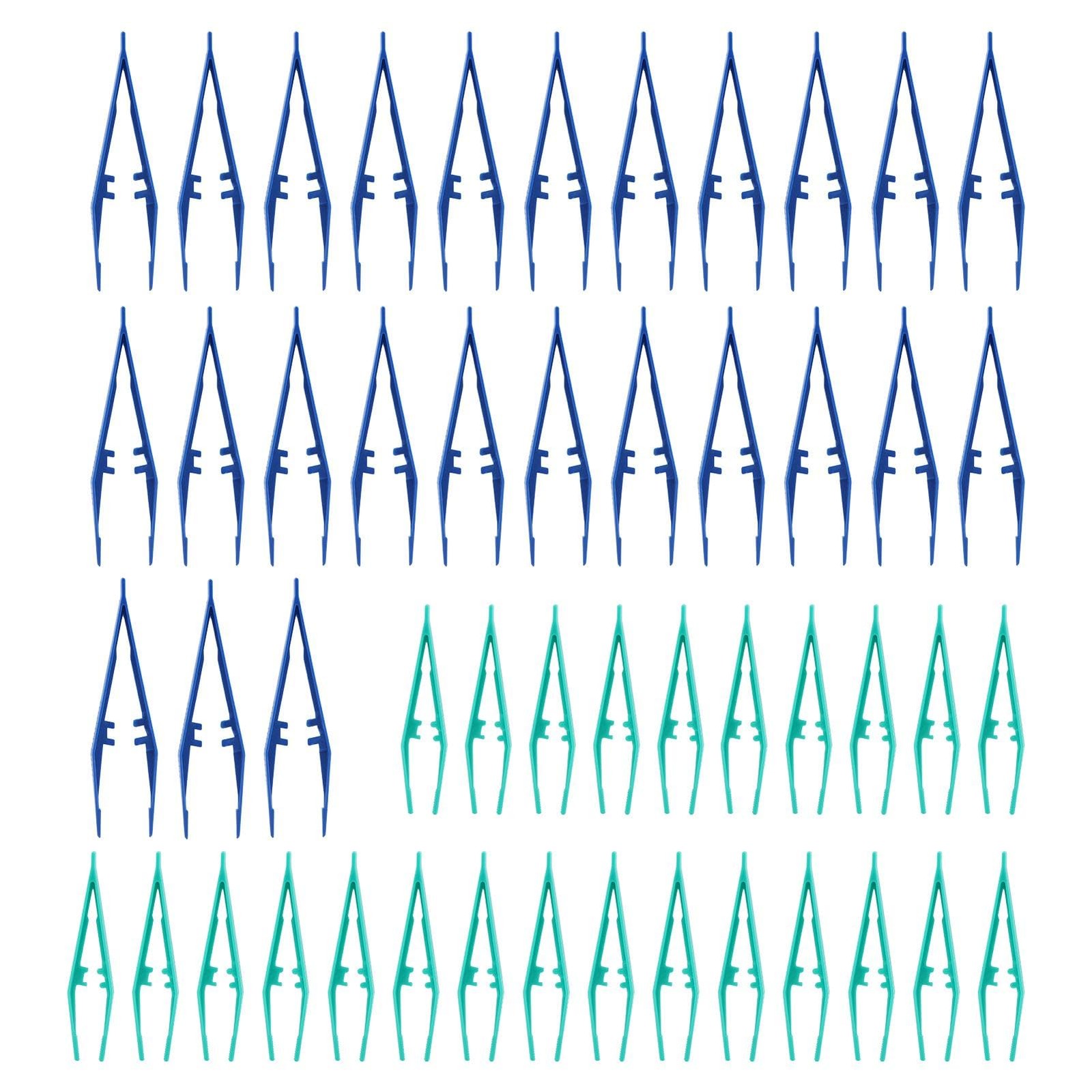 50pcs Plastic Tweezer Bead Tweezers for Kids Craft 50 pcs, As Picture Show