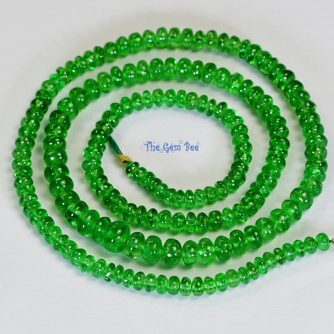 2.7mm-5.2mm Tsavorite Green Garnet Smooth Rondelle Beads 17.5 inch Strand