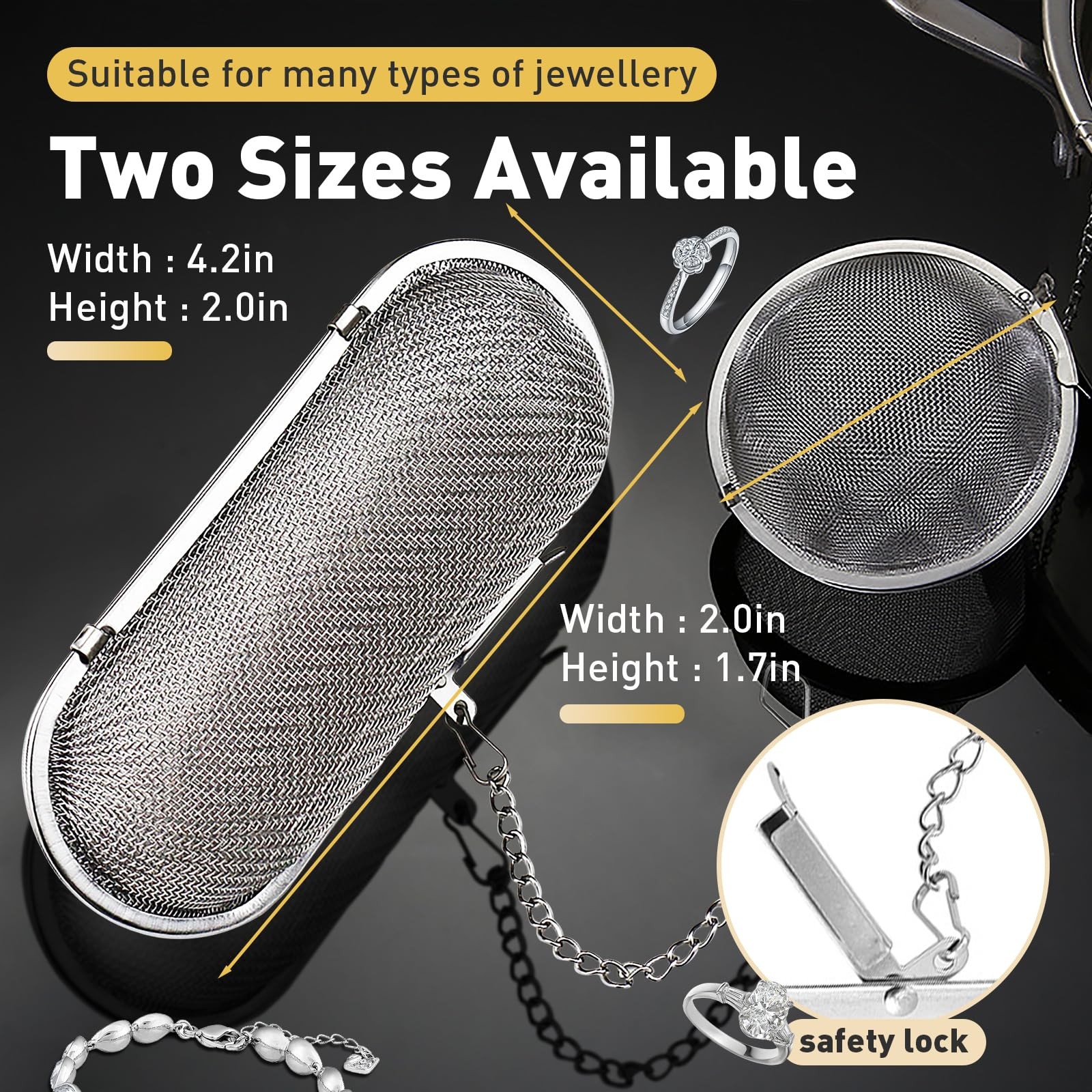 2PCS Stainless Steel Ultrasonic Cleaner Basket For Jewelry Small Parts Holder