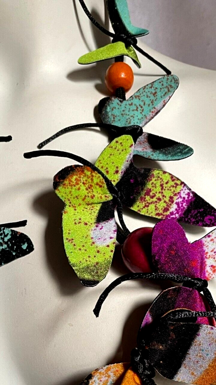 Nita Angeletti OOAK Art To Wear Multi-Color Butterfly Statement Necklace