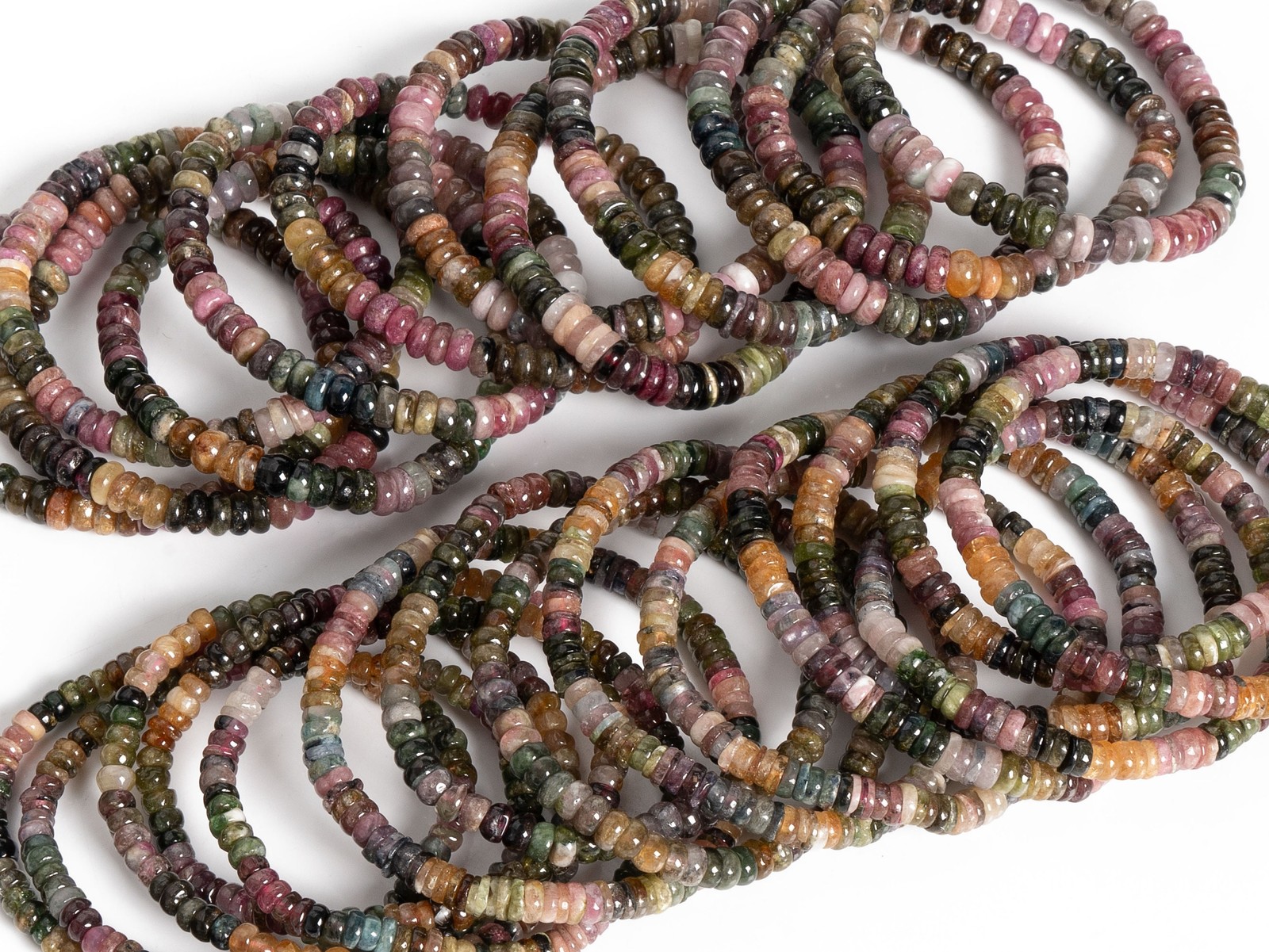 Natural Rondelle Multicolor Tourmaline Beads 4MM 5MM 6MM Gemstone Bracelet 7″