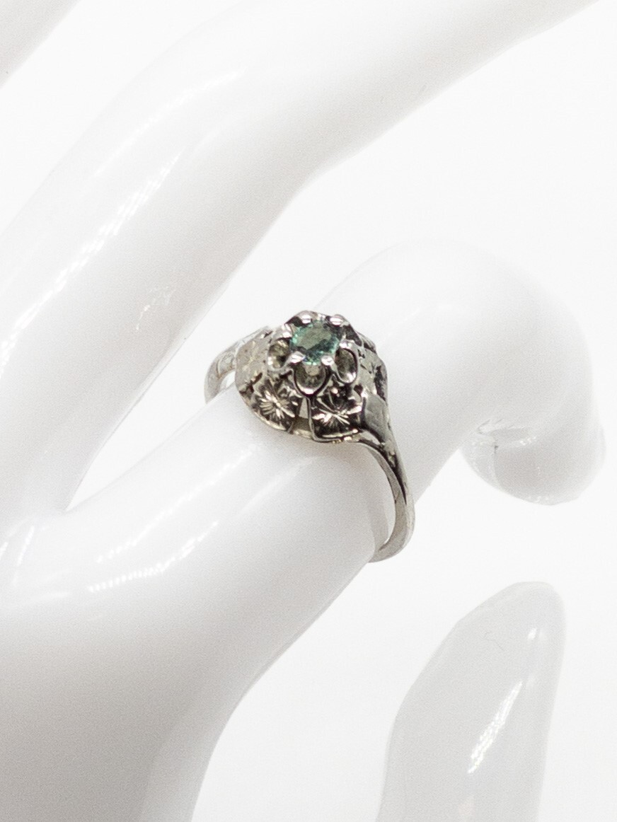 Antique 1920 $2400 .33ct AAA+++ Natural Alexandrite 18k White Gold Filigree Ring