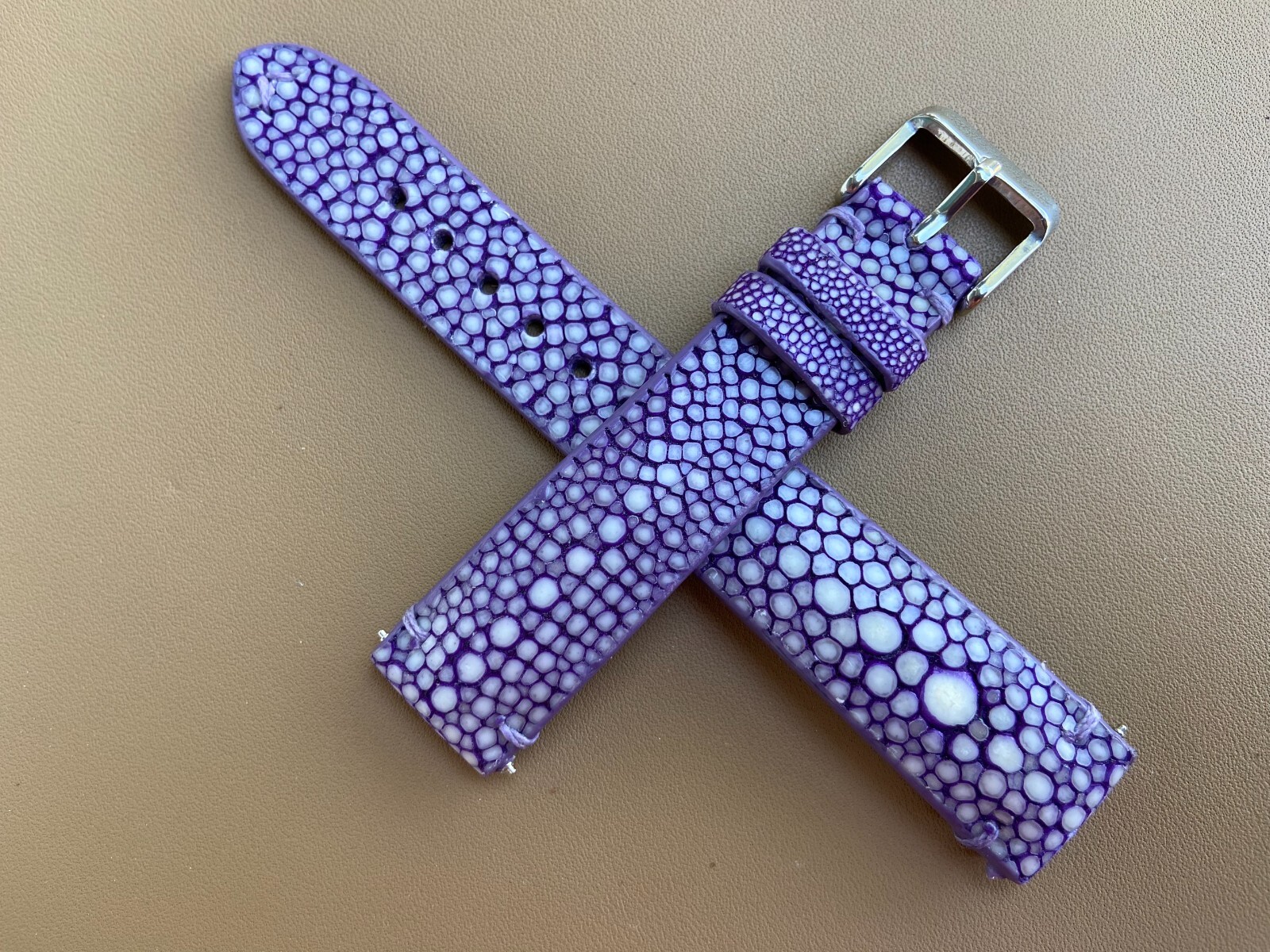 Purple Stingray Leather Watch Strap Band, Size 16mm 18mm 20mm 21 22mm 24mm 26mm