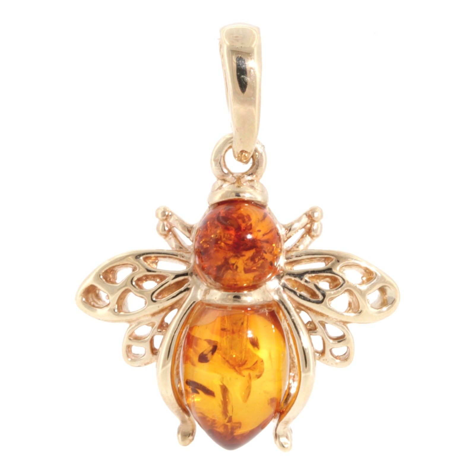 9Carat Yellow Gold Amber Bumble Bee Pendant (18.5x18mm)