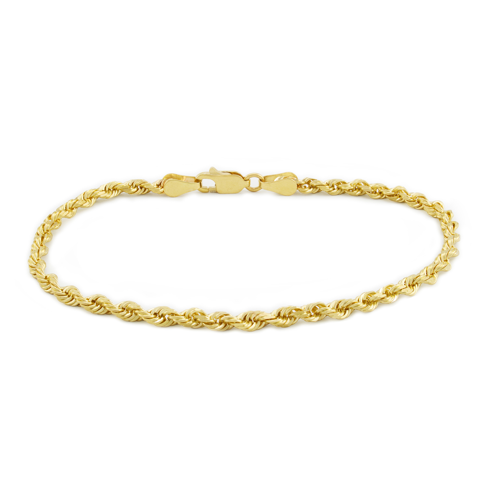 14K Yellow Gold 2.5mm Diamond Cut Rope Chain Link Bracelet Mens Womens 7″ 8″ 9″