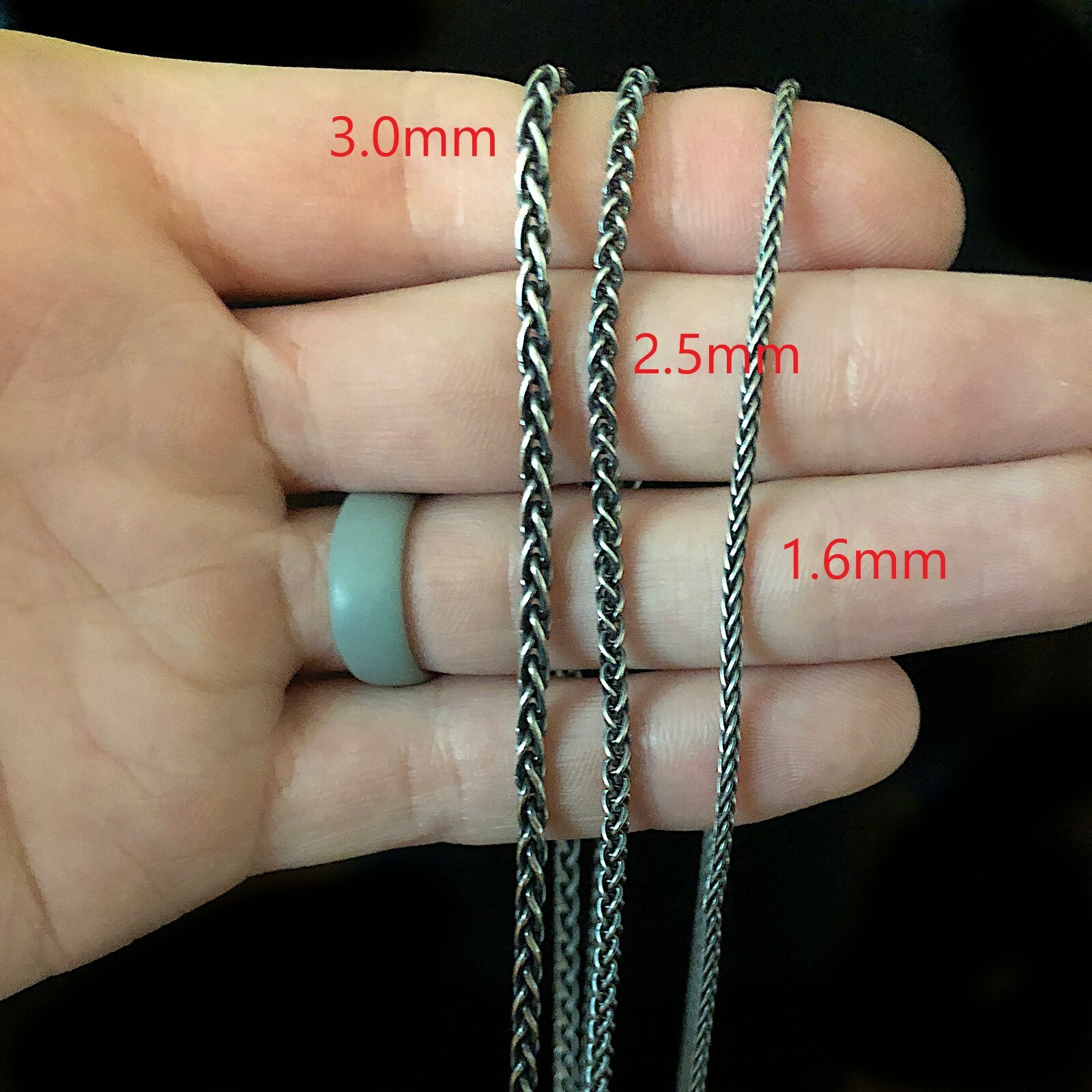 3.0mm Sterling Silver Oxidized Wheat Necklace Chain for Pendants (.925)