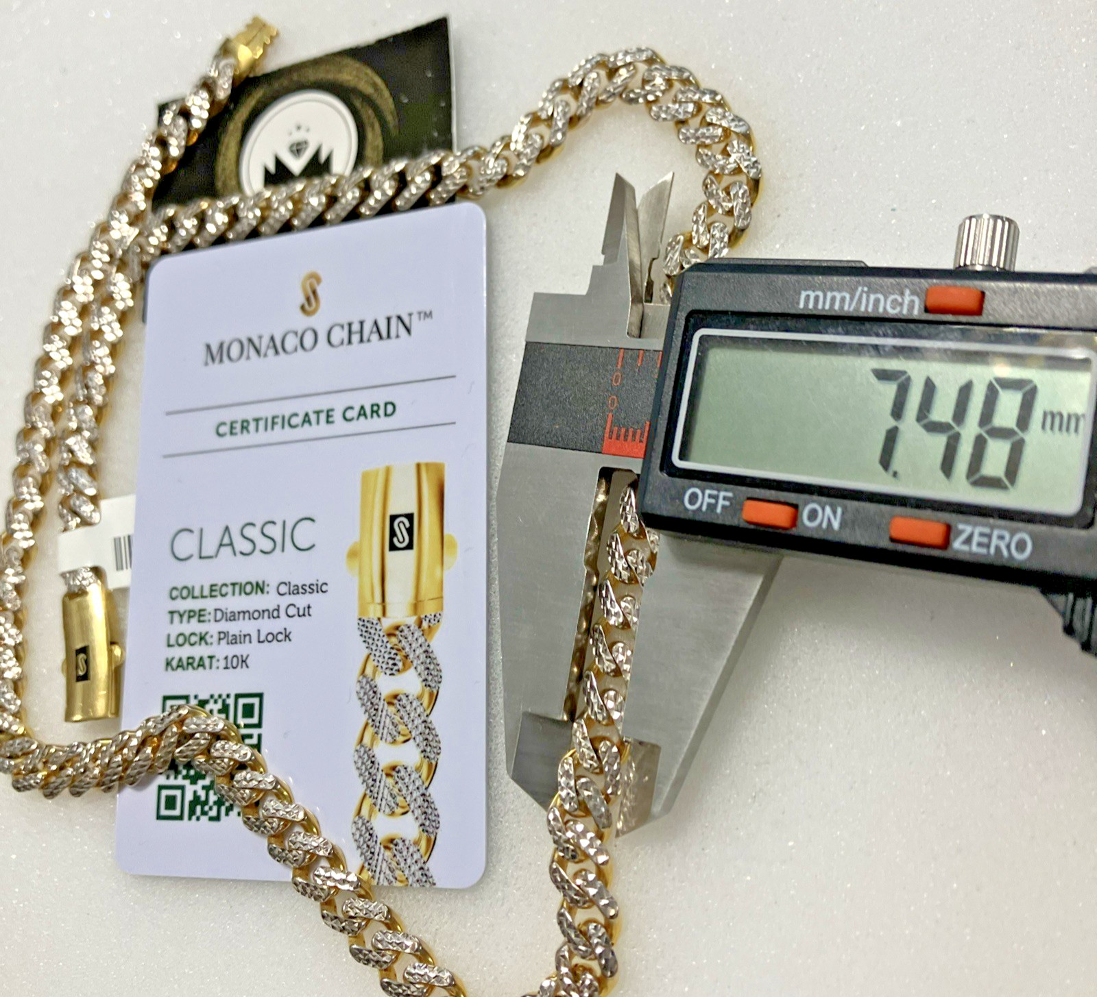 10kt Real Gold Cuban Chain 17.16Grams 7.5mm 20” Monaco Brand w/ Certificate Card