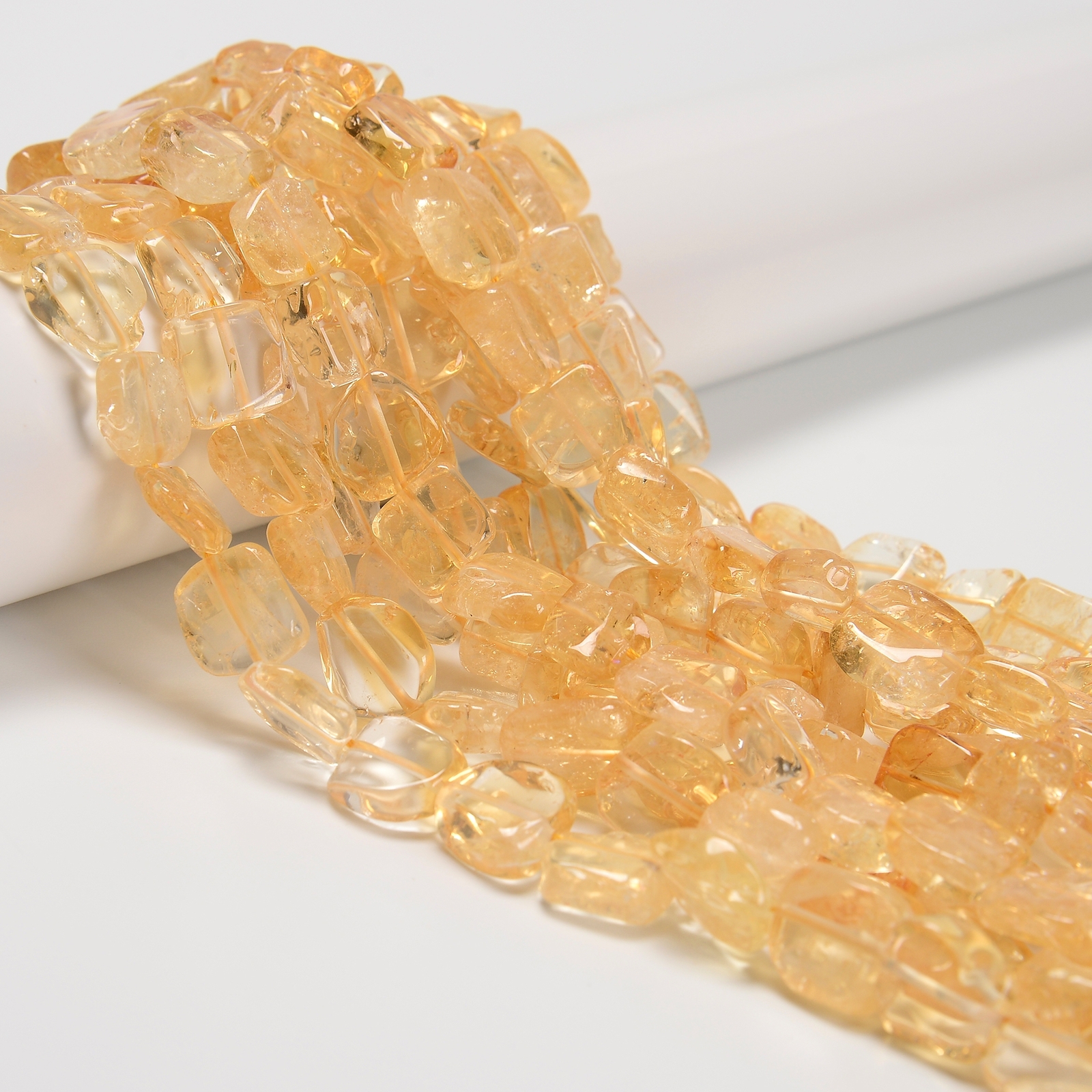Natural Citrine Smooth Irregular Square Beads Size 10-13mm 13-15mm 15.5” Strand