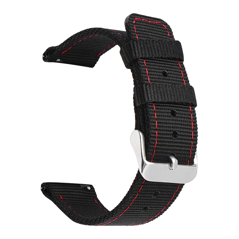 Stitching Black Nylon Strap Canvas Fabric Watch Band 20 22 18 24mm Generic Belt