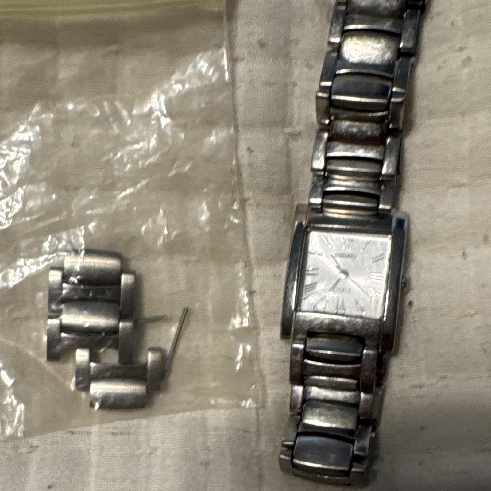 Seiko Women’s Quartz Rectangular Silver Tone Bracelet Watch White Roman Dial