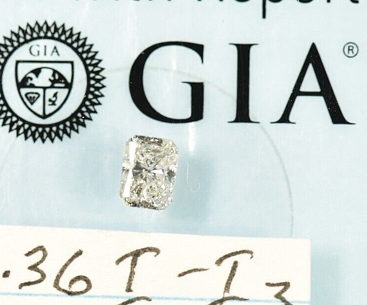 GIA Certified .36ct. Natural Loose Diamond I I3 Rectangular Modified Brilliant