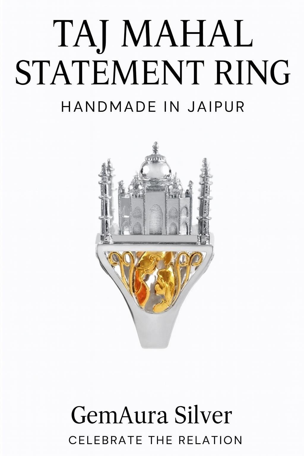 Taj Mahal 925 Silver Ring, Architectural Statement Jewelry Seven Wonders Inspire