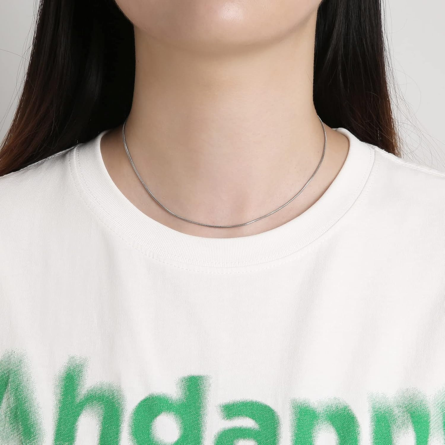 Snake Chain Necklace for Men Women Thin Stainless Steel Chain Necklace Hip Hop M