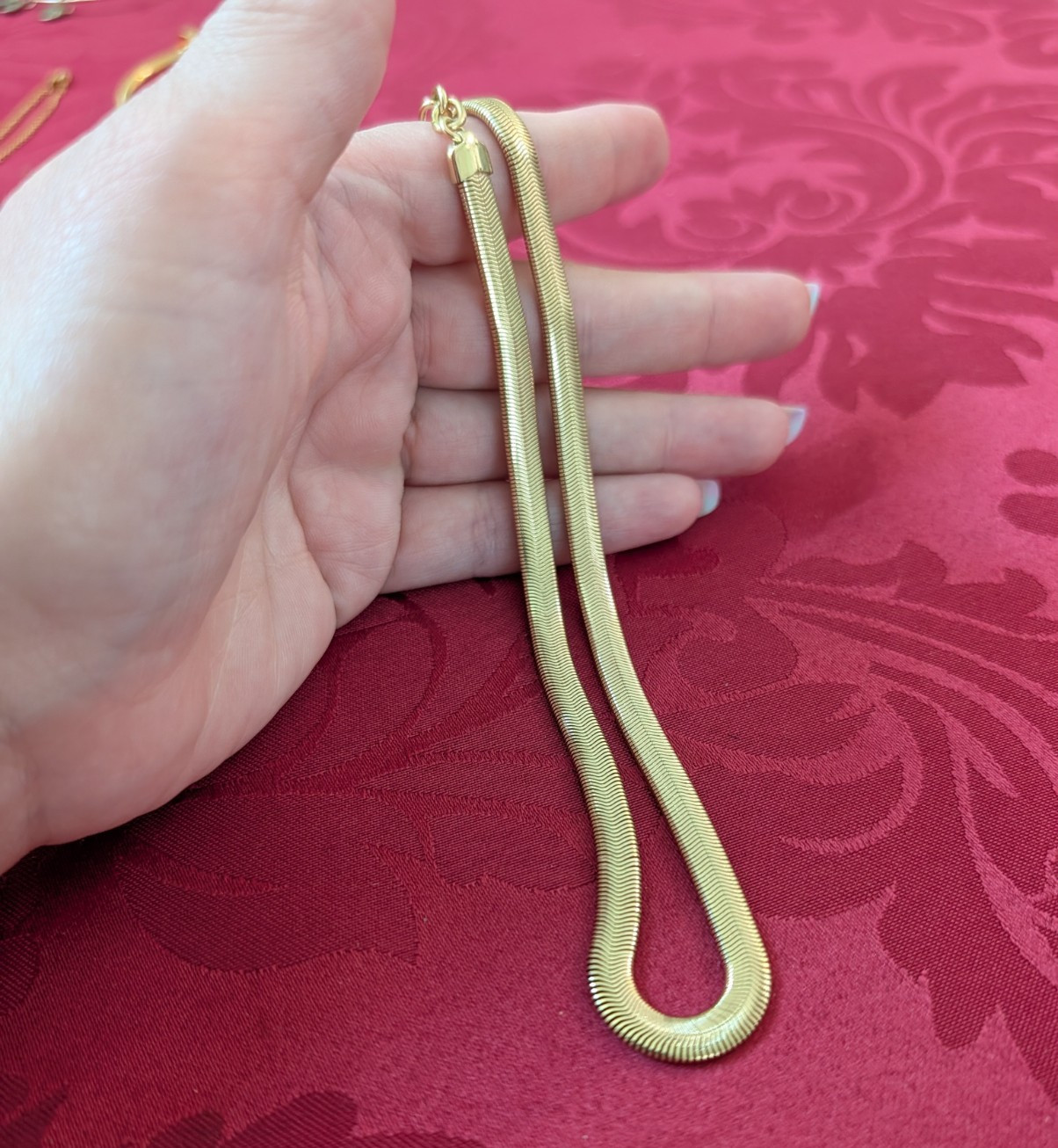 Sugarfix Gold Tone Herringbone Chain Necklace Adjustable Lobster