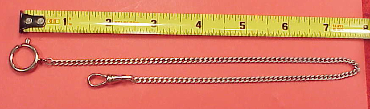 Vintage Antique Silver PLated Fine Curb Link Mans Pocket Watch Chain 14 inch