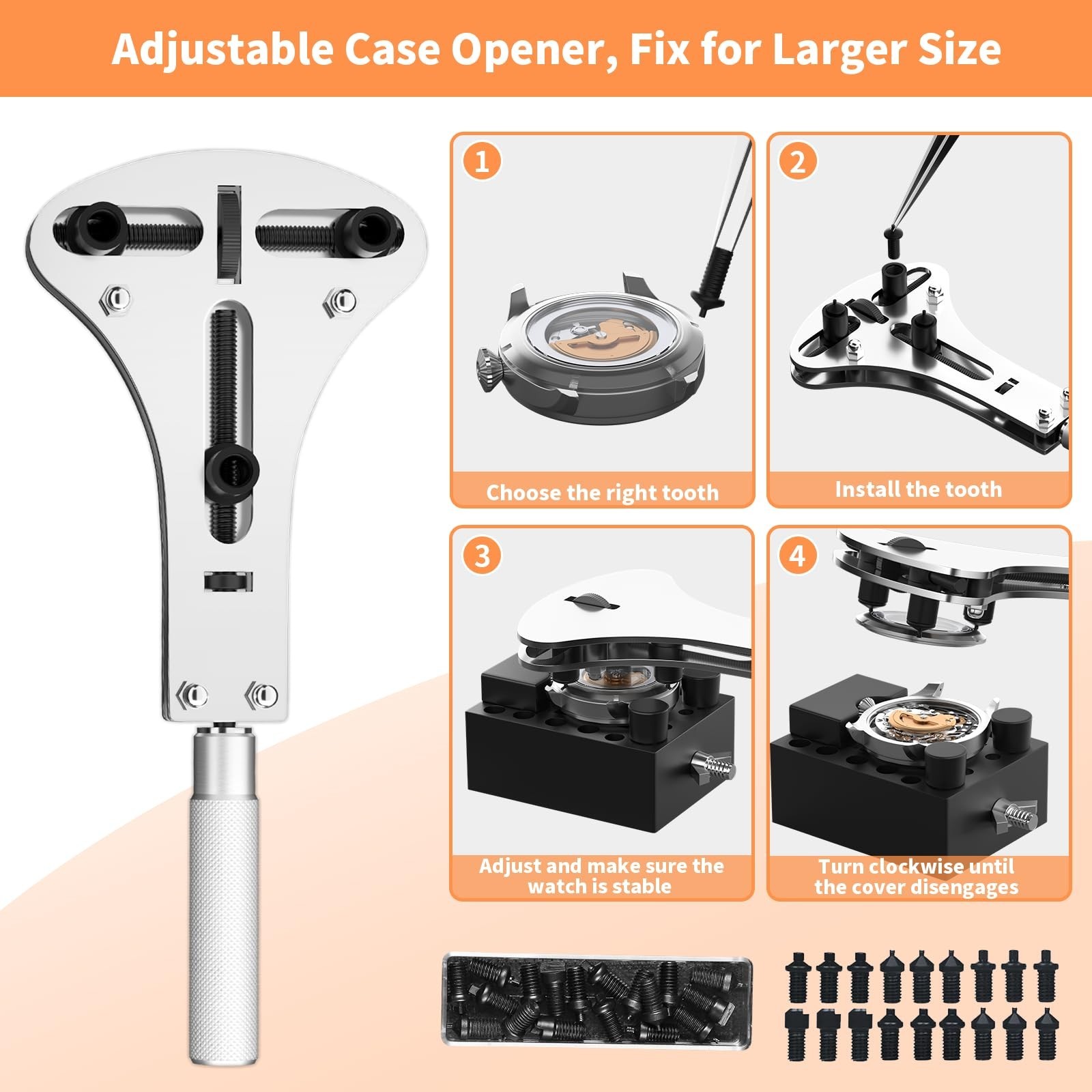 Watch Link Removal Kit & Repair Tools Set – Case Opener, Battery Replacement, Pi