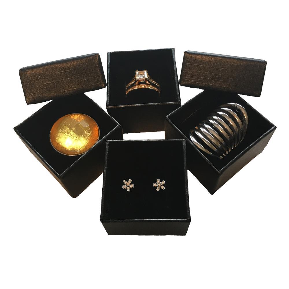 Lot of 96 Black Ring Gift Box with Foam and Velvet Insert 1.5 x 1.5 x 1.25 Inch