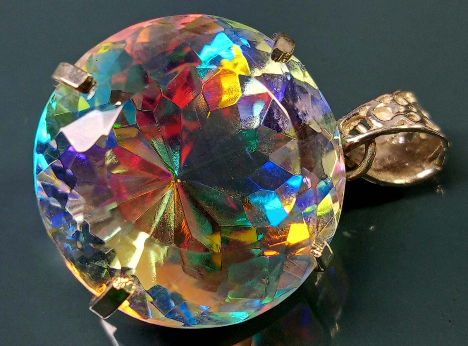 86.20 Ct Mystic Topaz Round Cut Pendant Natural Loose Gemstone Locket Certified