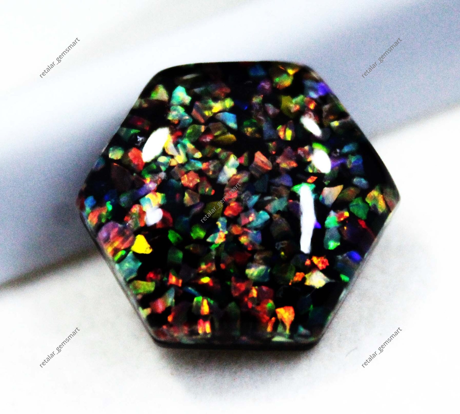 10.20 Ct Natural Australian Black Fire Opal Doublet Certified Untreated Gemstone
