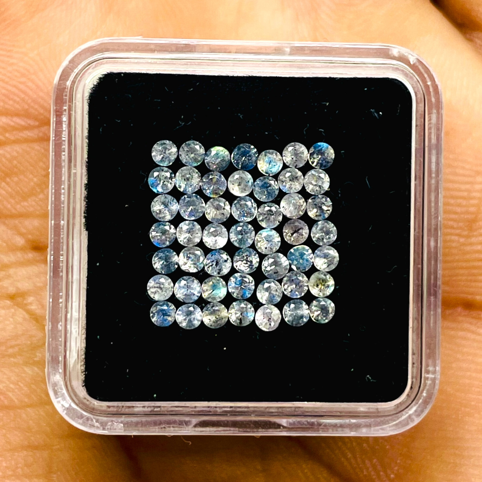 50 Pcs Natural Labradorite 2mm Round Diamond Cut Calibrated Loose Gemstones Lot