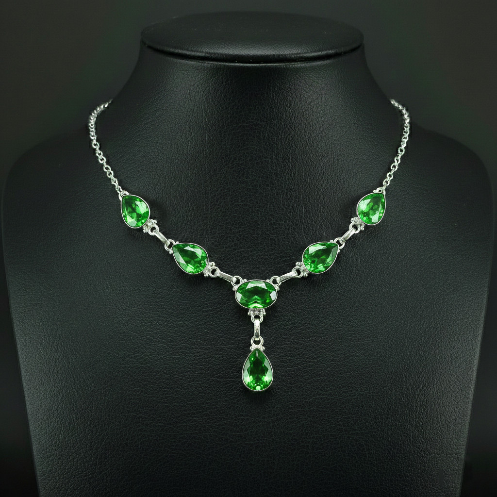 Peridot Gemstone 925 Sterling Silver handmade Gift Necklace 18″