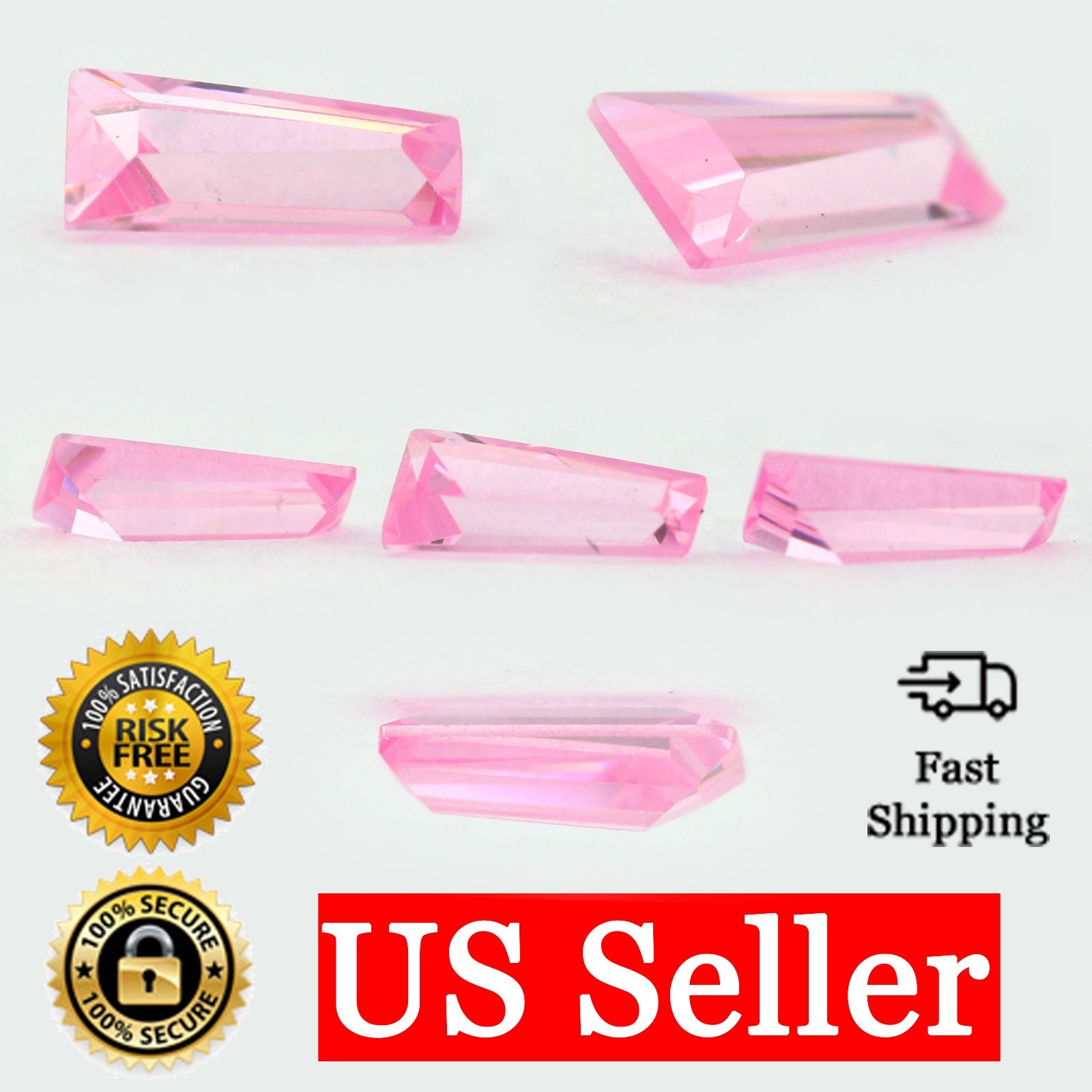 Loose Tapered Baguette Pink Sapphire CZ Stone Single Cubic Zirconia Birthstone