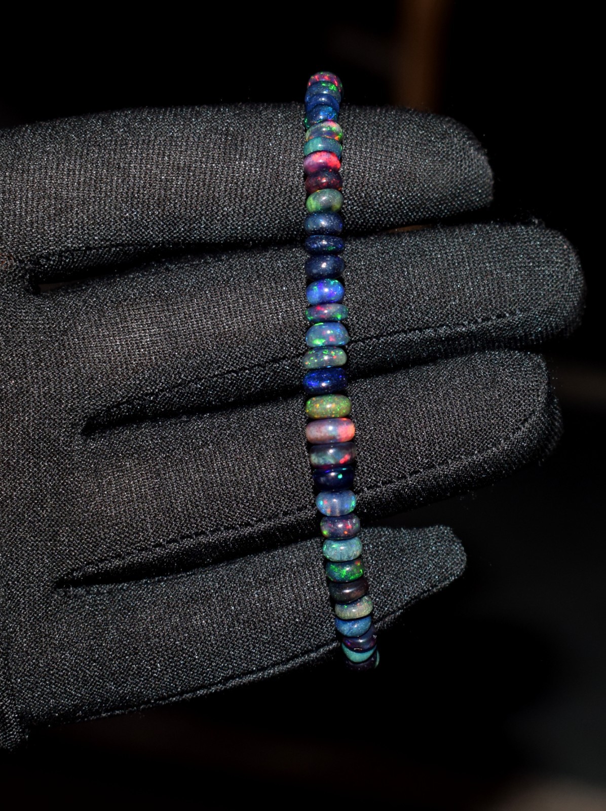Natural Ethiopian Opal Wello Fire Opal Gemstone Beads 7.5″Bracelet AF0425