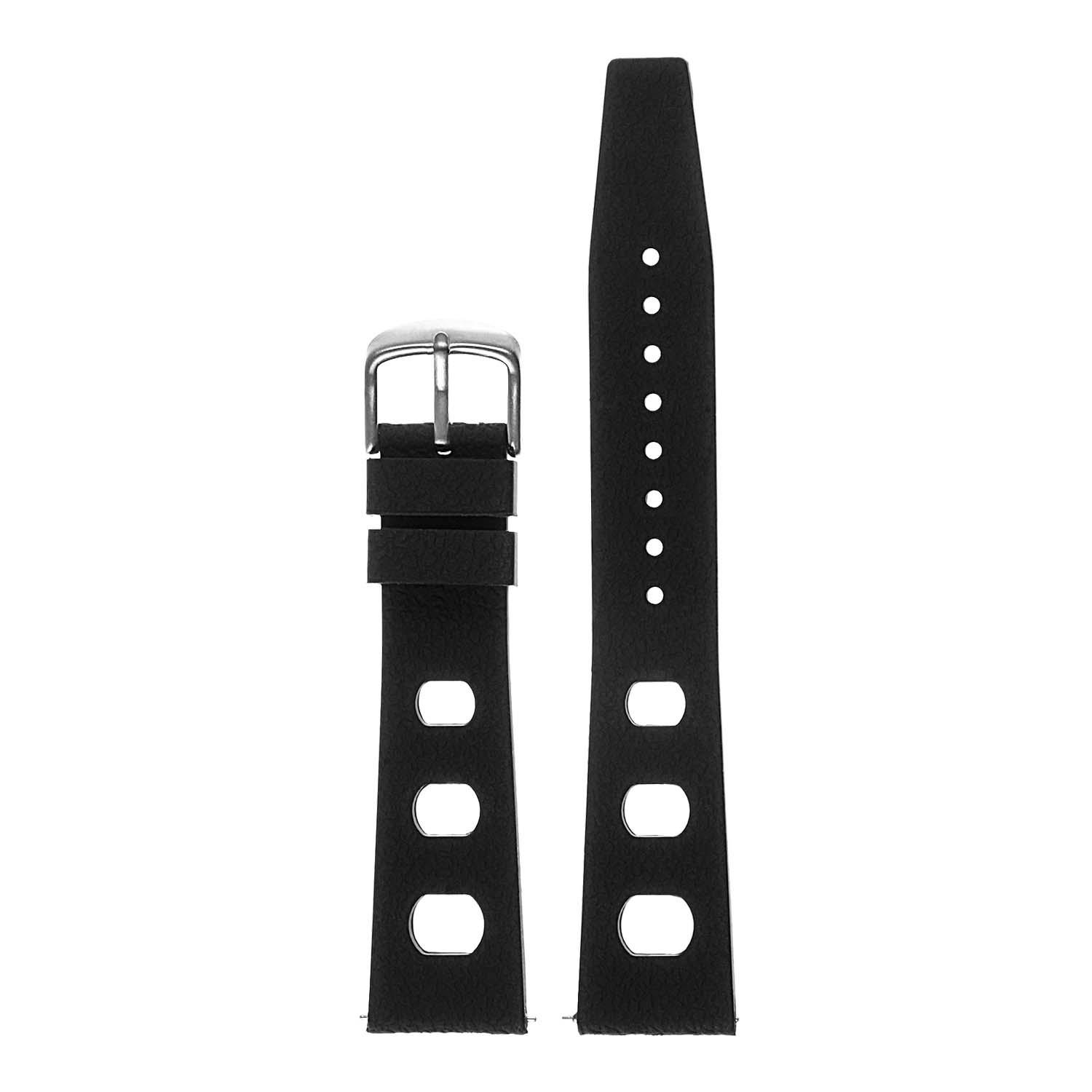StrapsCo Vintage Style Silicone Rubber Rally Watch Band Strap Quick Release 20mm