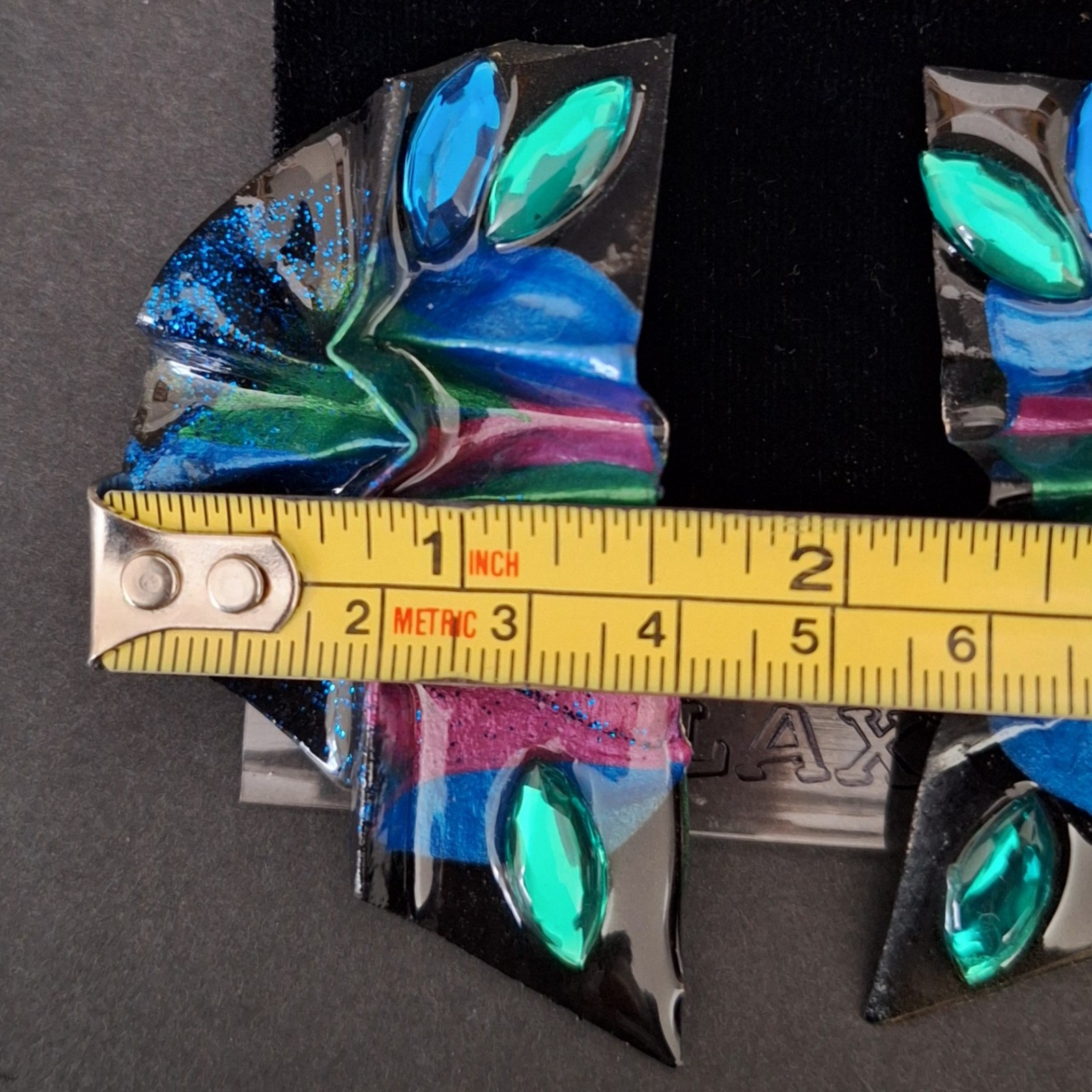 Galaxy Earrings Very Light Weight Blue Green Pink Crystals Space Statement