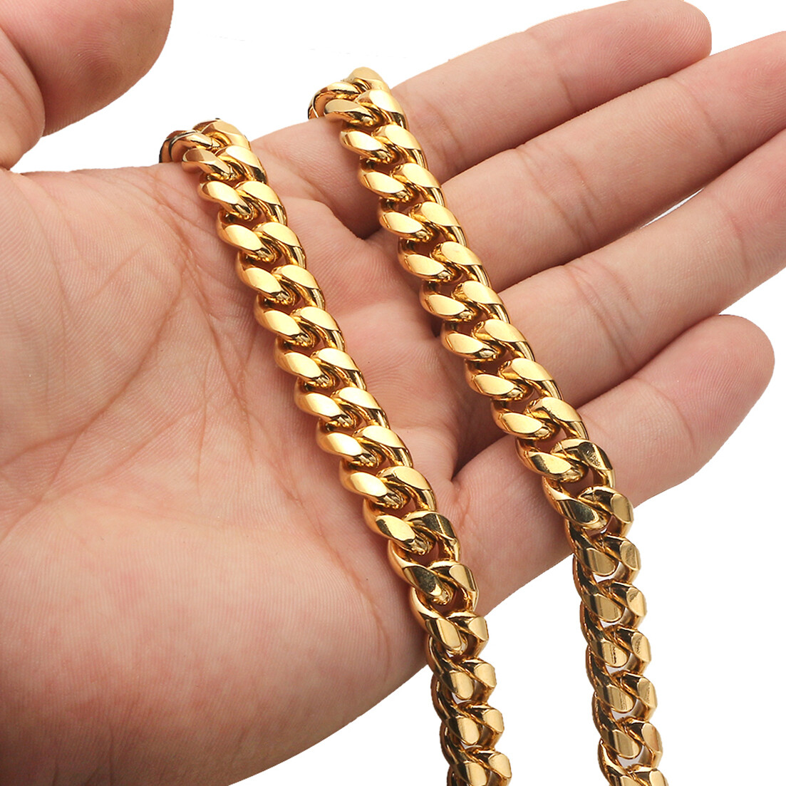 New Hot 6-14mm CZ Miami Cuban Link Chain Necklace Stainless Steel for Men Women
