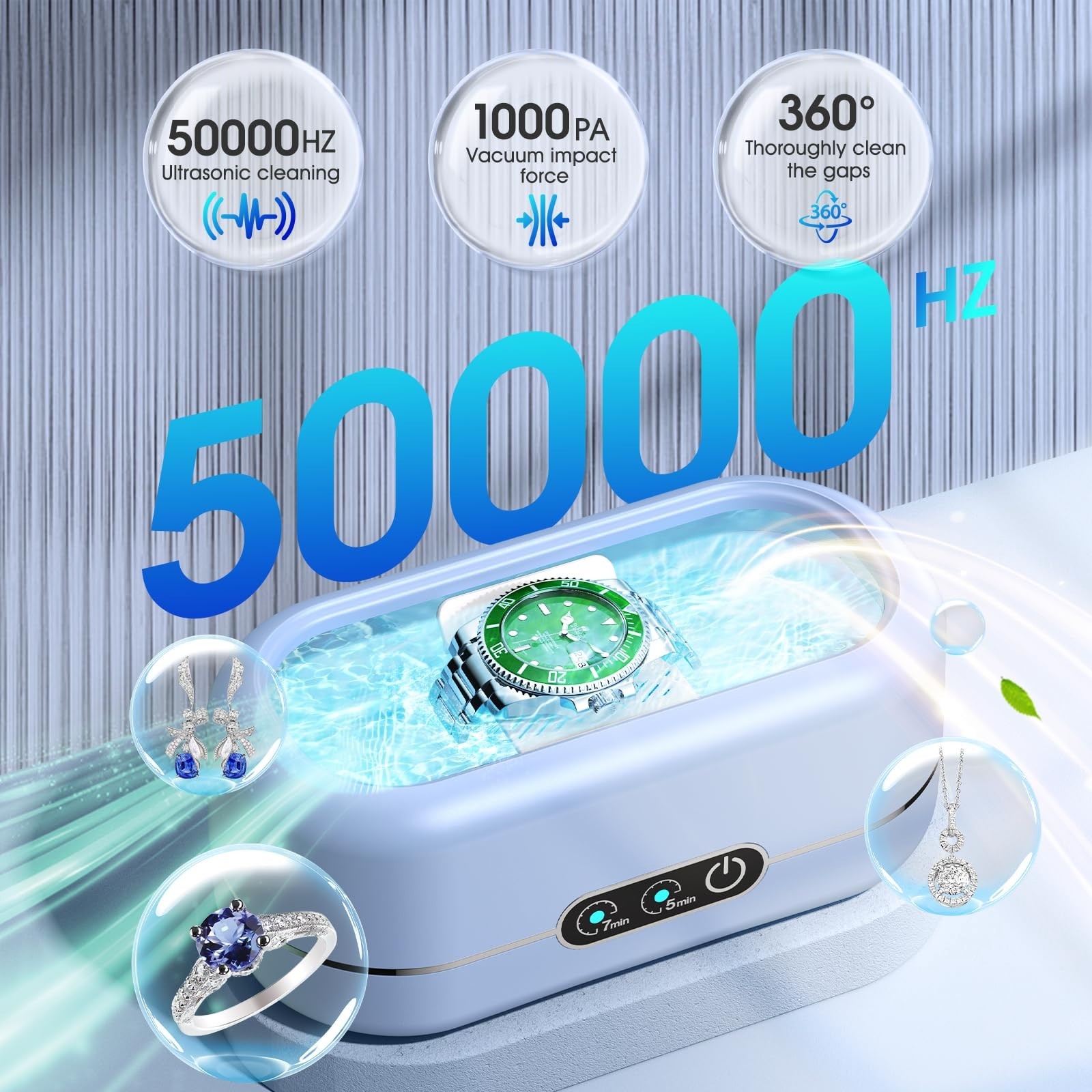 Ultrasonic Jewelry Cleaner with Digital Timer – 50KHz Stainless Steel Machine fo